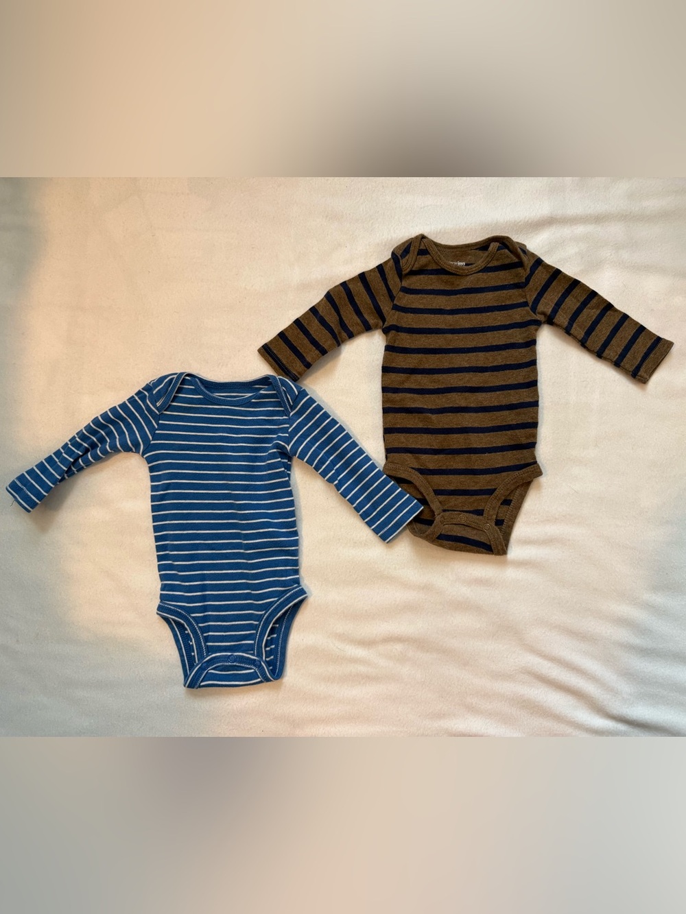 Carter's Striped Long-Sleeve Bodysuits - Blue and Brown